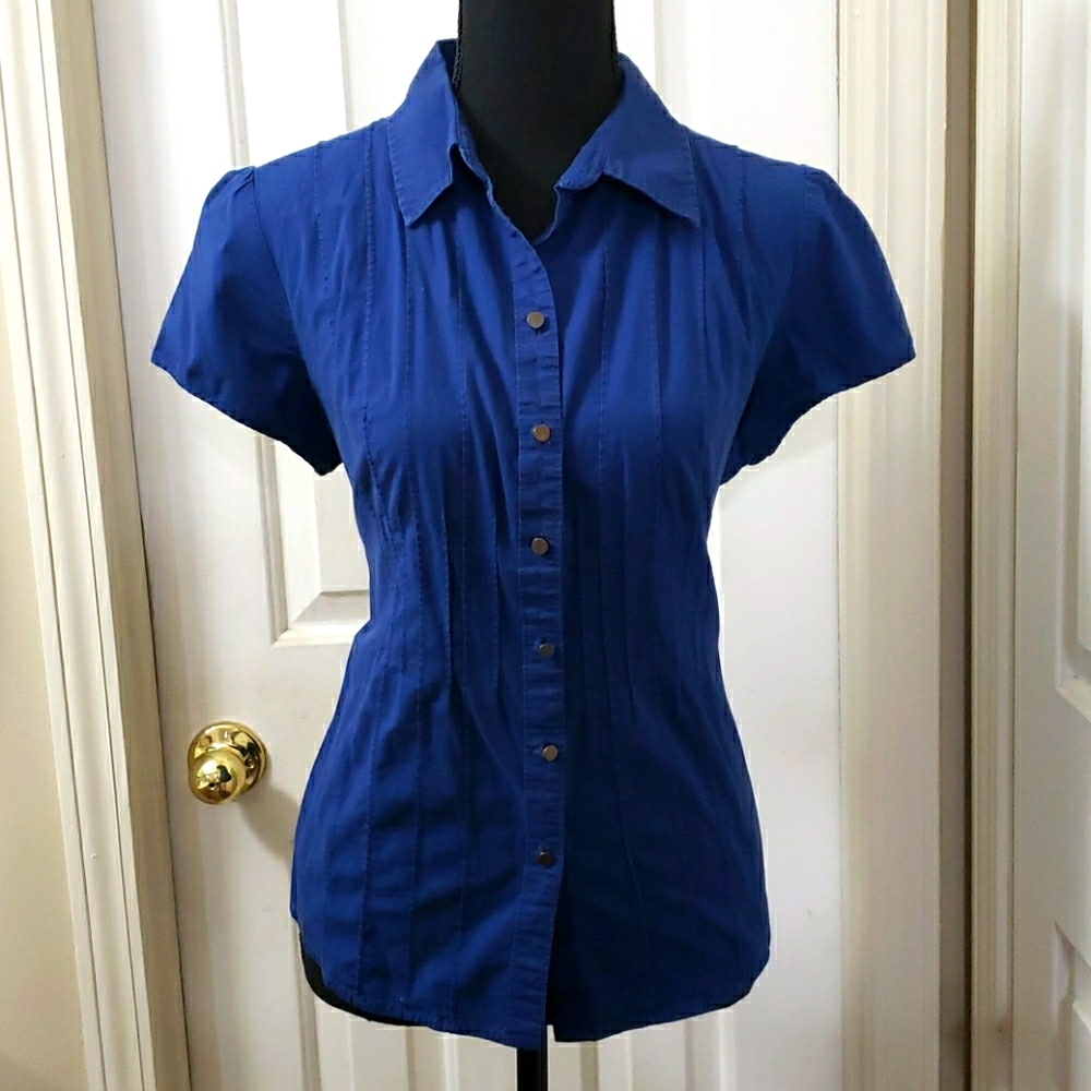 Cato Navy Blue Short Sleeve Button up Blouse